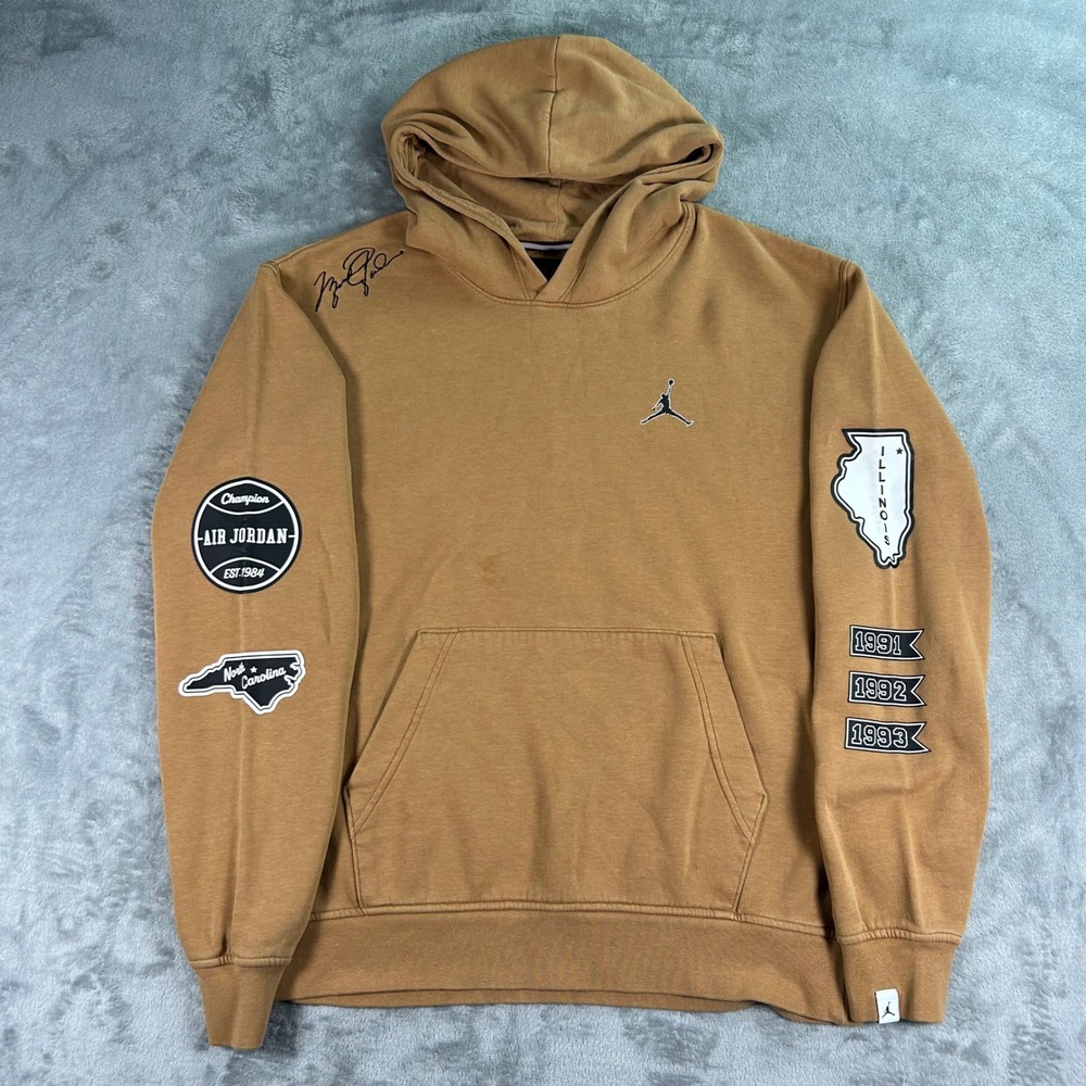 Jordan Brand Michael Jordan Signature Patch Hoodie Brown Mens Small Championship